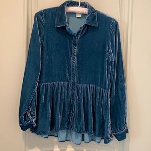 Sundance Silk Velvet Peplum Blouse
